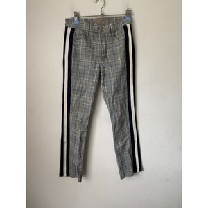 MOTHER Womens Pants 24 Academia Houndstooth Gray Plaid Racer Stripe Career Ankle